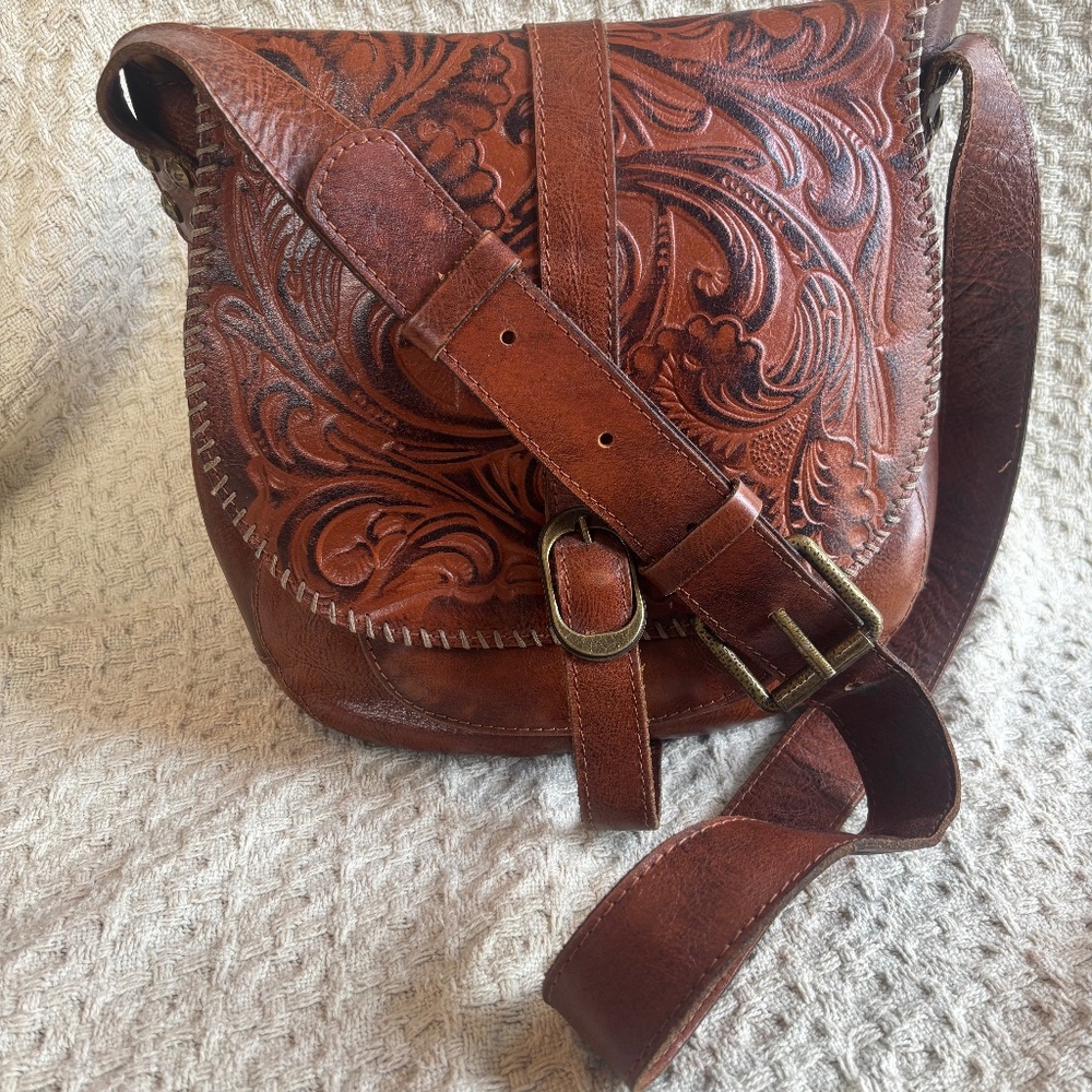 Patricia Nash Tooled Leather Saddle Bag